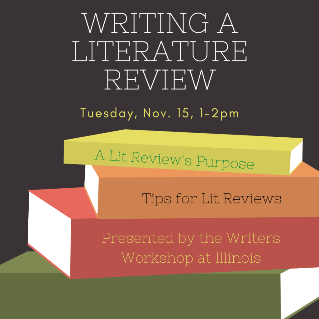 Flyer for Writing a Literature Review, Tuesday, Nov. 15, 1-2pm
