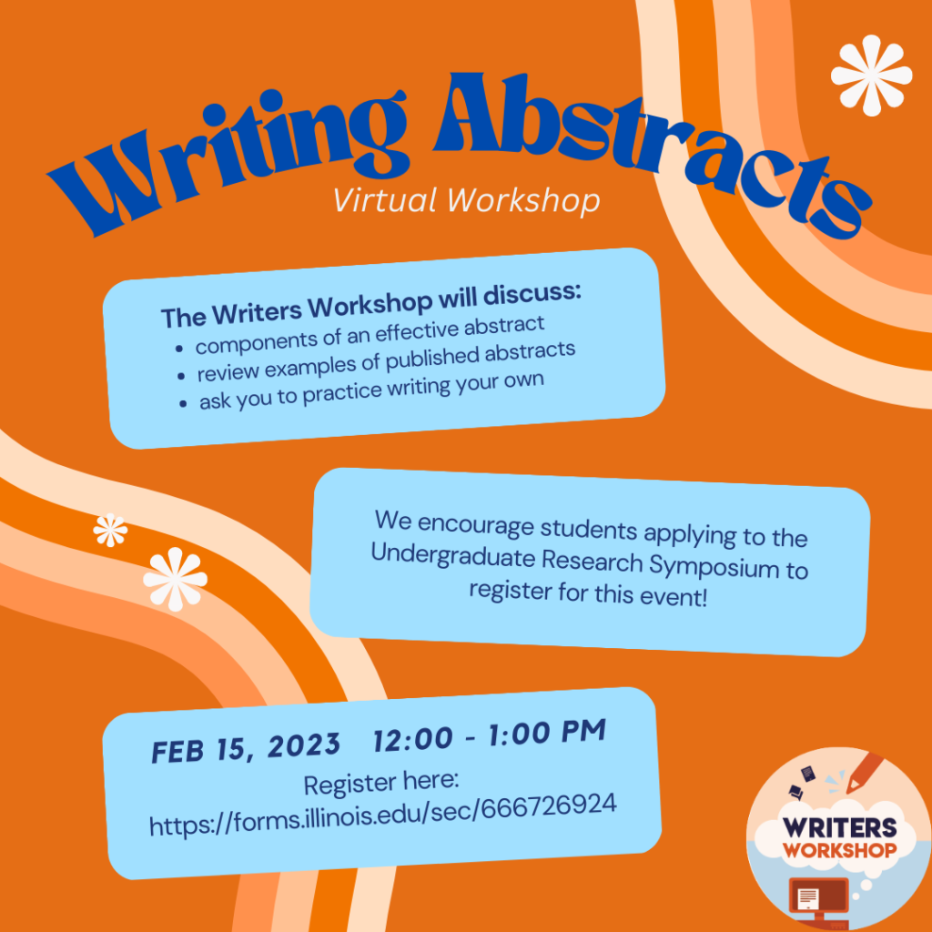 Flyer for presentation about writing abstracts on February 15
