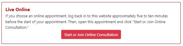 Screenshot of "Start or Join Online Consultation" Prompt